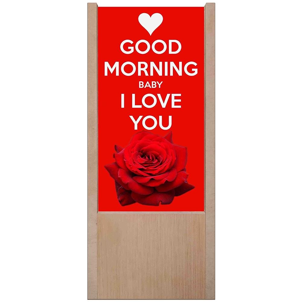 Lampada Da Tavolo In Legno Good Morning Baby I Love You - Foto 1