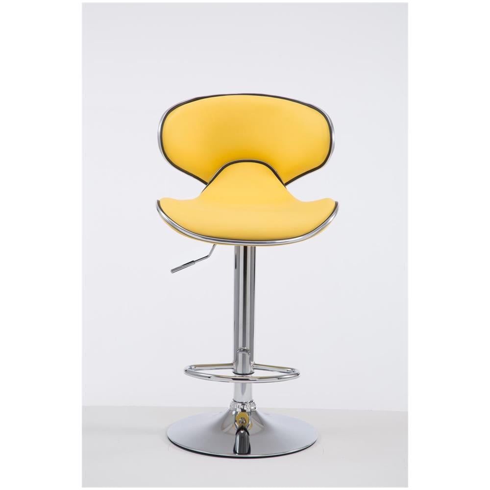 Sgabello Design Cucina Las Vegas V2 I Sedia Sgabello Imbottita In Similpelle I Sgabello Girevole E Regolabile (62-82 CM) Con Schienale Giallo - Foto 1