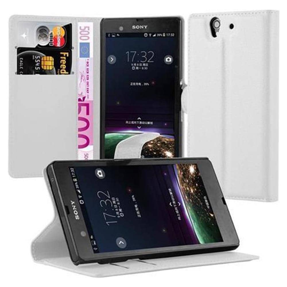 Custodia Compatibile Con Sony Xperia Z In Bianco Fumo - Coperchio Protettiva Con Chiusura Magnetica, Funzione Stand E Tasca Per Le Carte - Foto 1