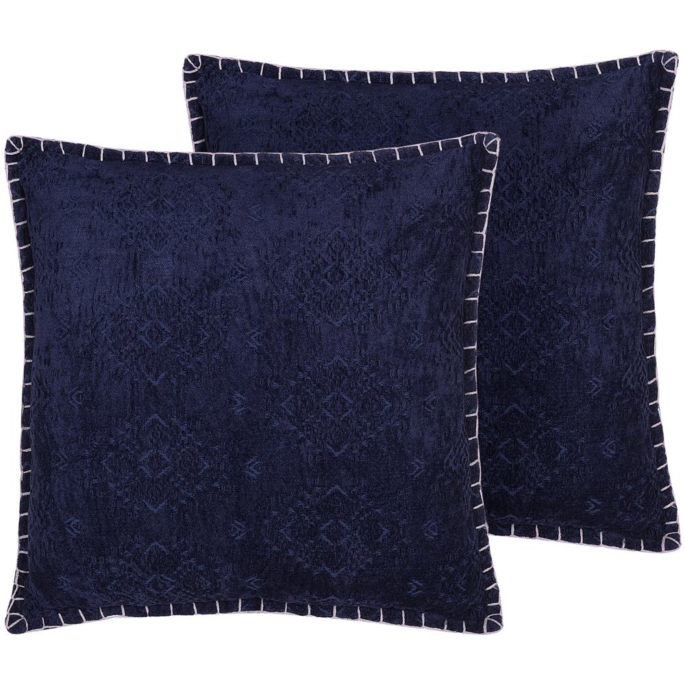 Set Di 2 Cuscini Stile Vintage Blu Scuro 45 X 45 Cm Melur - Foto 1