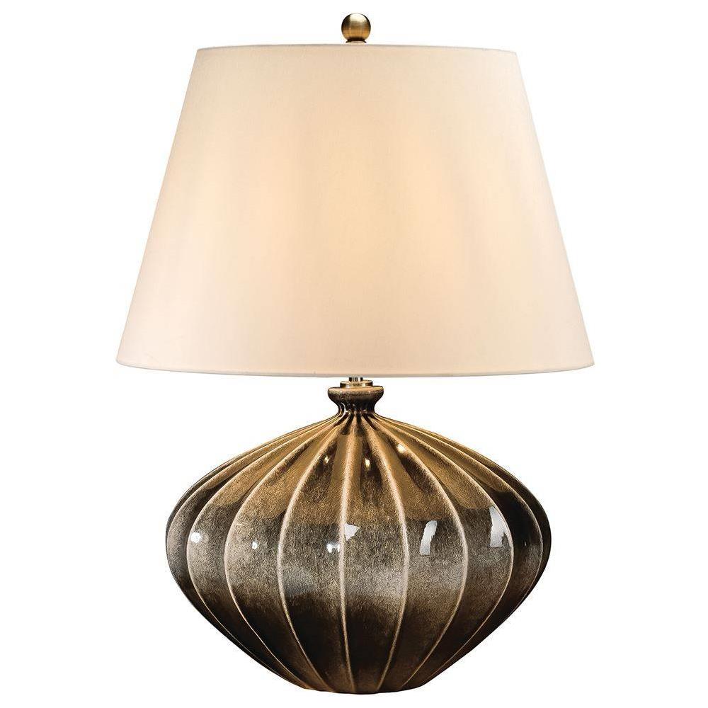 Lampada Da Tavolo A 1 Luce - Marrone, Finitura Nera, E27 - Foto 1