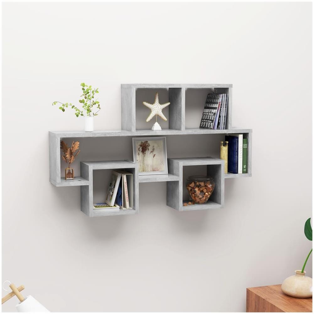 Scaffale Muro Auto Grigio Cemento 82x15x51 cm Legno Multistrato - Foto 1