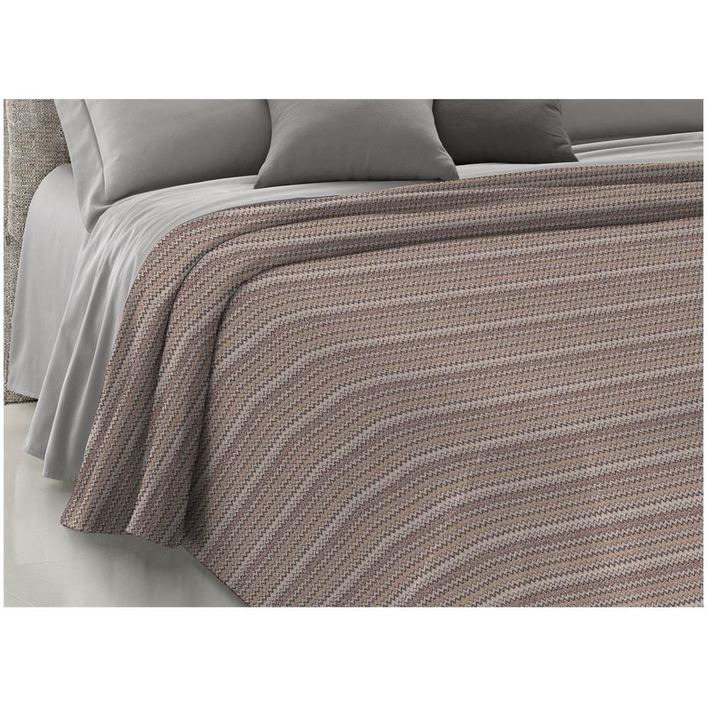 Copriletto Piquet Primavera Estate 100% Cotone Disegno Righe Zig Zag Singolo Beige - Foto 6