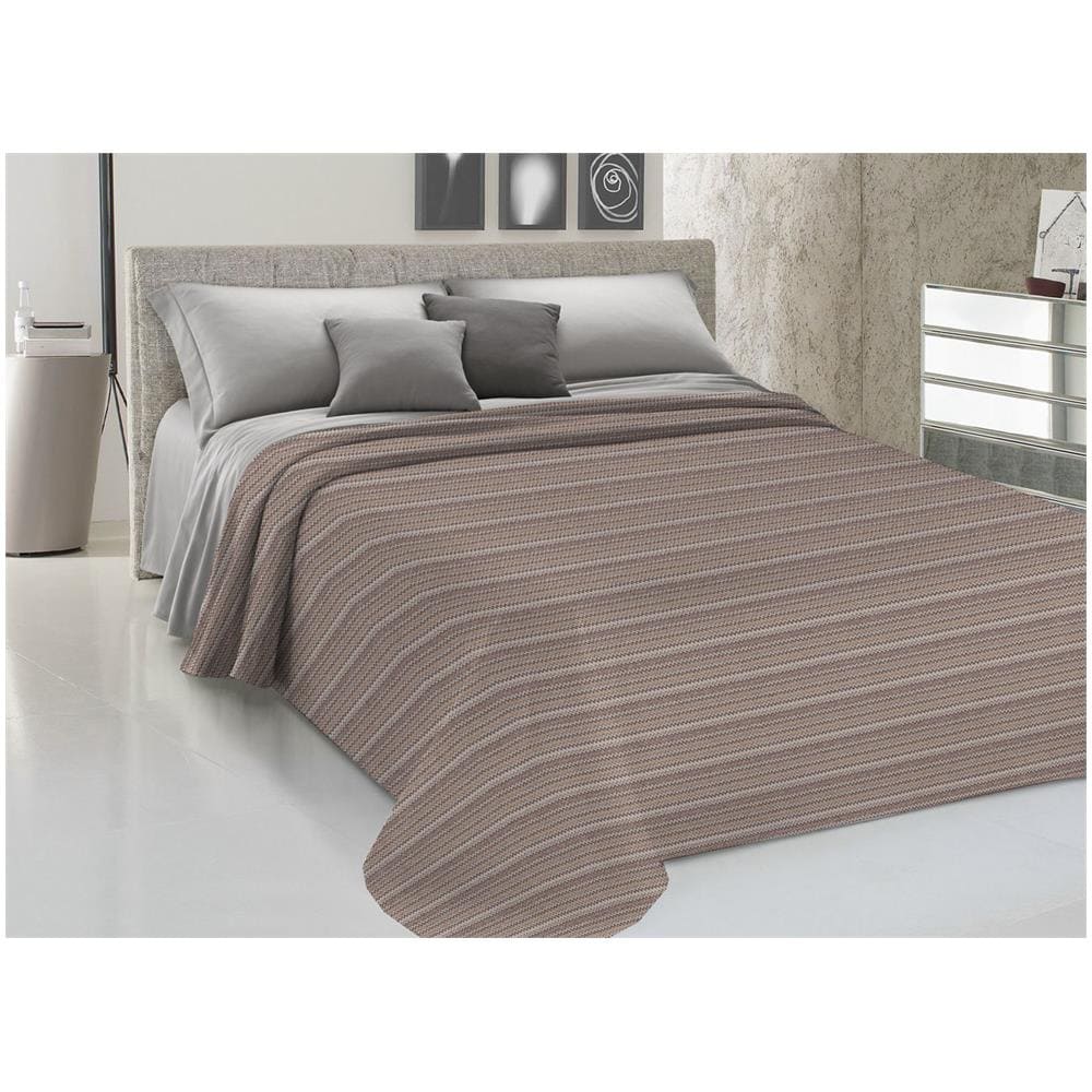 Copriletto Piquet Primavera Estate 100% Cotone Disegno Righe Zig Zag Singolo Beige - Foto 1