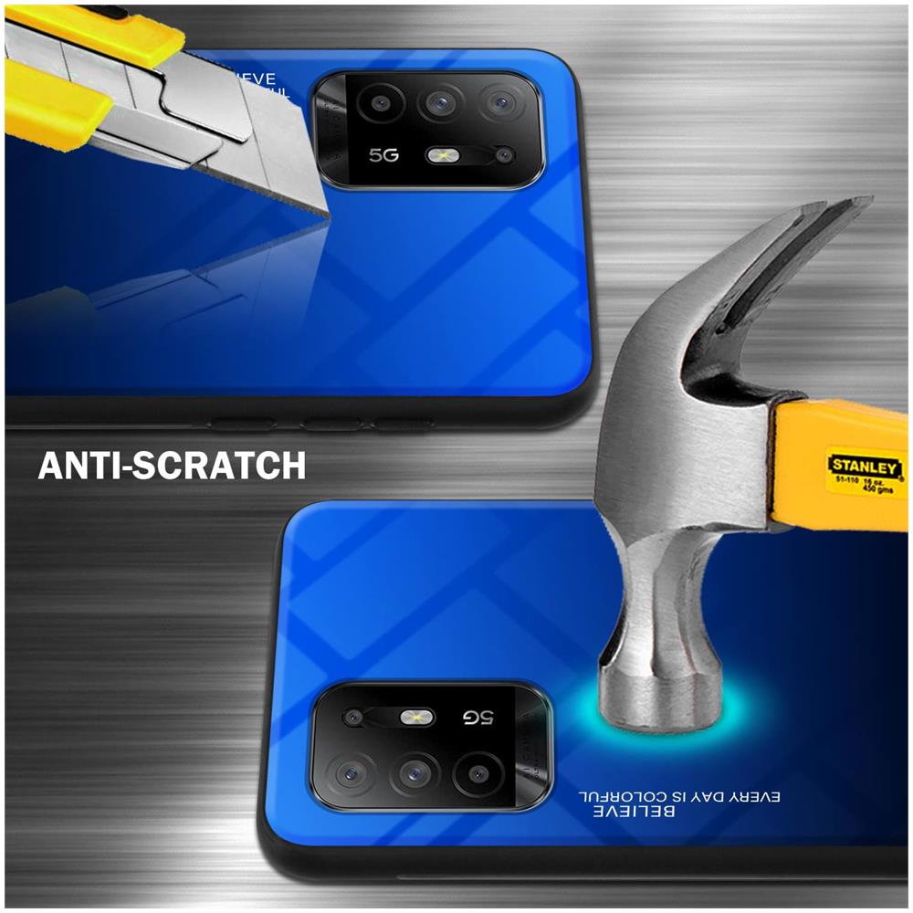 Custodia Compatibile Con Oppo A94 5g In Blu - Nero - Coperchio Protettivo Bicolore In Vetro Temperato E Silicone Tpu - Foto 2