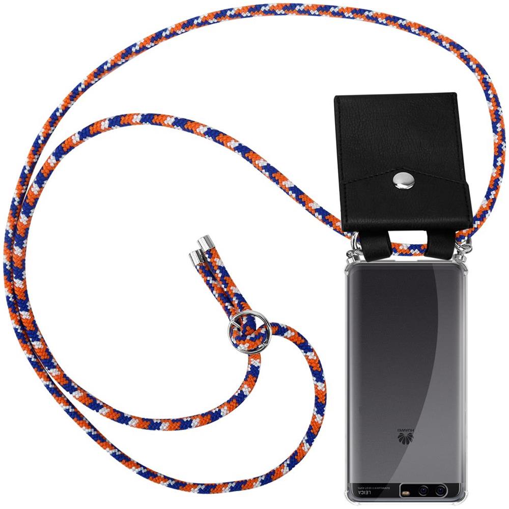 Catena Di Telefoni Cellulari Compatibile Con In Arancio Blu Bianco - Coperchio Protettivo In Silicone Con Anelli D'argento, Cinturino In Corda E Custodia Staccabile - Foto 1