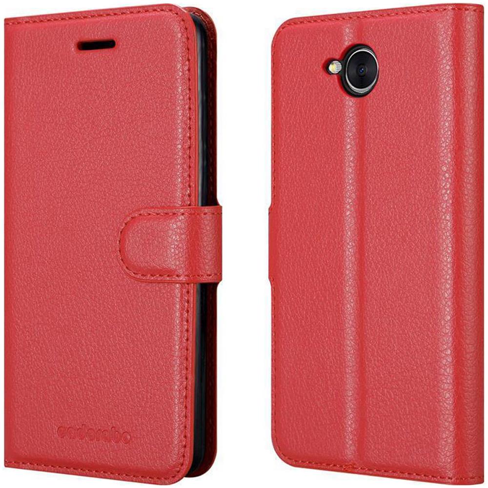 Custodia Compatibile Con Huawei Y6 2017 In Rosso Carminio - Coperchio Protettiva Con Chiusura Magnetica, Funzione Stand E Tasca Per Le Carte - Foto 8