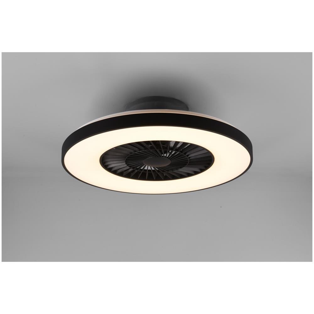 Halmstadt Ventilatore E Plafoniera Led Diffusore Satinato Con Bordo Nero Con Telecomando Multifunzio - Foto 1