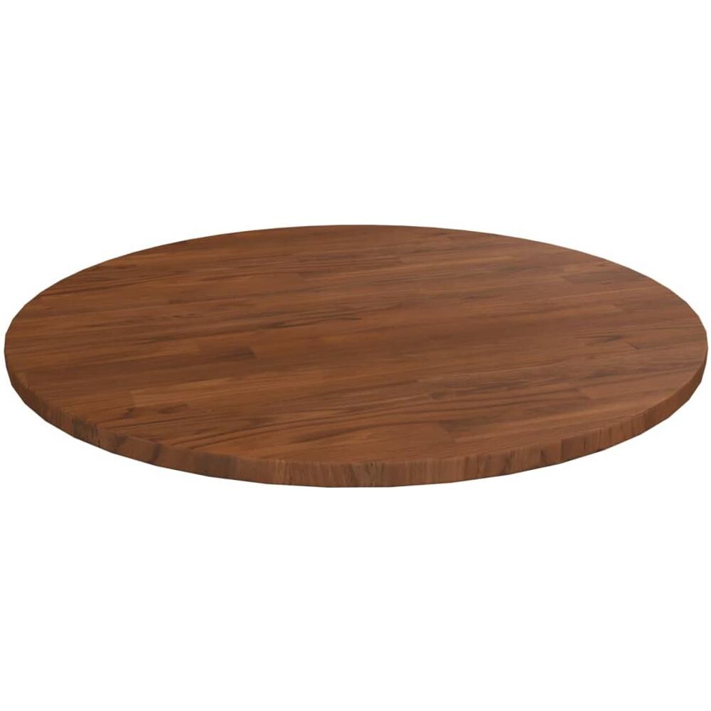 Piano Tavolo Rotondo Marrone Scuro 50x1,5 Cm Rovere Trattato - Foto 1
