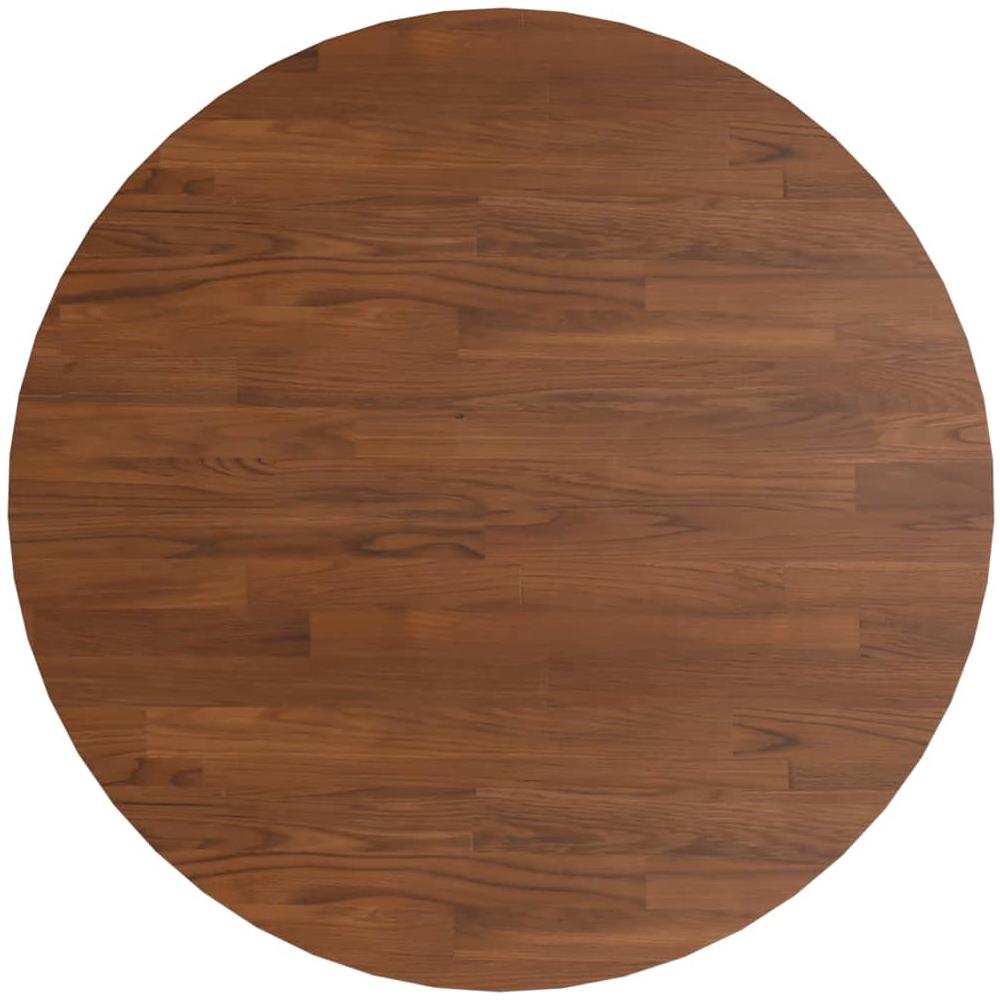 Piano Tavolo Rotondo Marrone Scuro 50x1,5 Cm Rovere Trattato - Foto 2