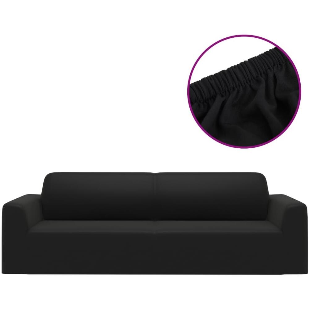 Fodera Elasticizzata Per Divano 3 Posti Jersey Poliestere Nero - Foto 2
