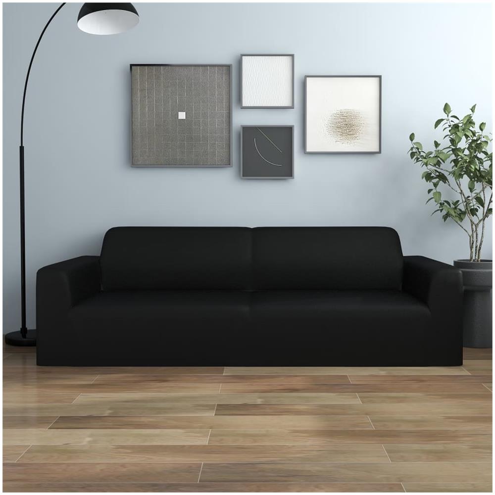Fodera Elasticizzata Per Divano 3 Posti Jersey Poliestere Nero - Foto 1