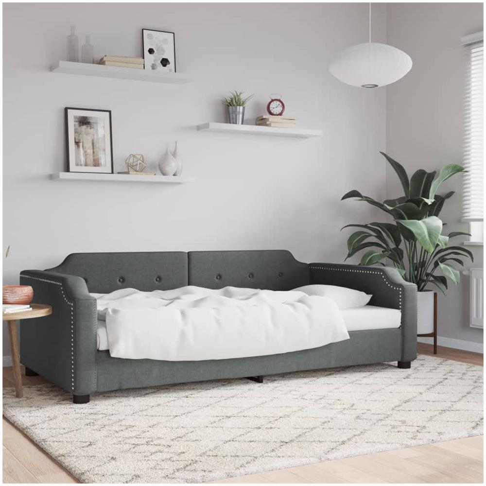 Letto Da Giorno Grigio 90x200 Cm In Tessuto - Foto 1