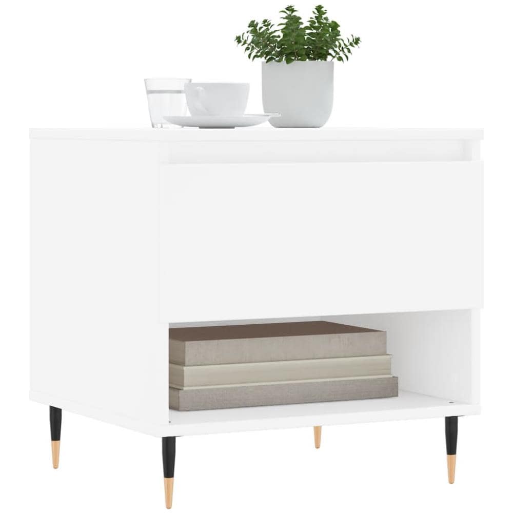 Tavolino Da Salotto Bianco 50x46x50 Cm In Legno Multistrato - Foto 3