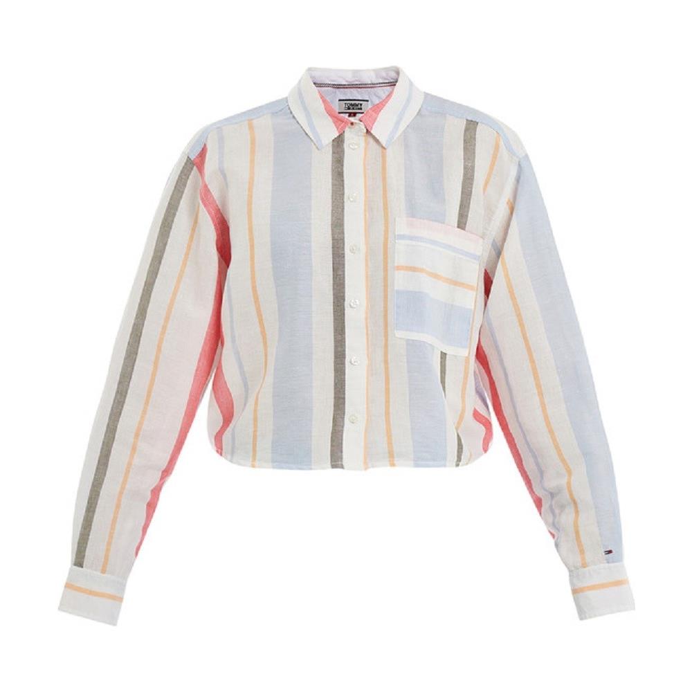 Camicia Lino Donna Multi Stripe Crop - Foto 1