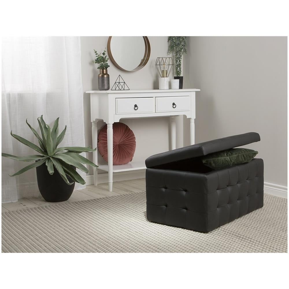 Pouf Ottomano Con Contenitore In Pelle Nera Michigan - Foto 2