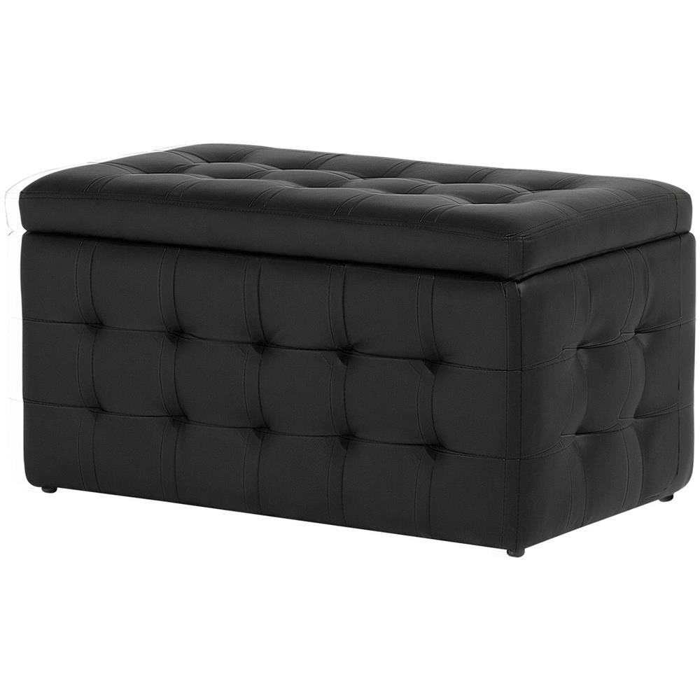 Pouf Ottomano Con Contenitore In Pelle Nera Michigan - Foto 1