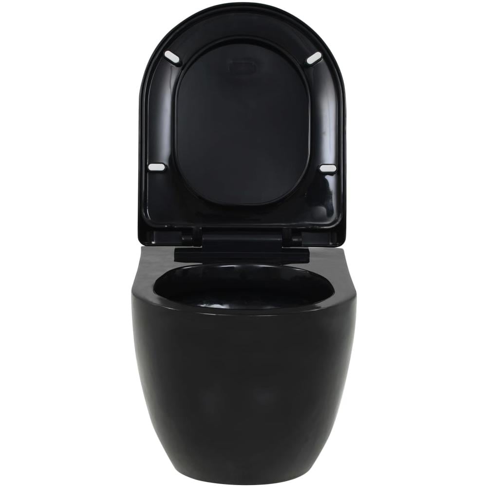 Wc A Muro Con Sciacquone Nascosto In Ceramica Nera - Foto 7