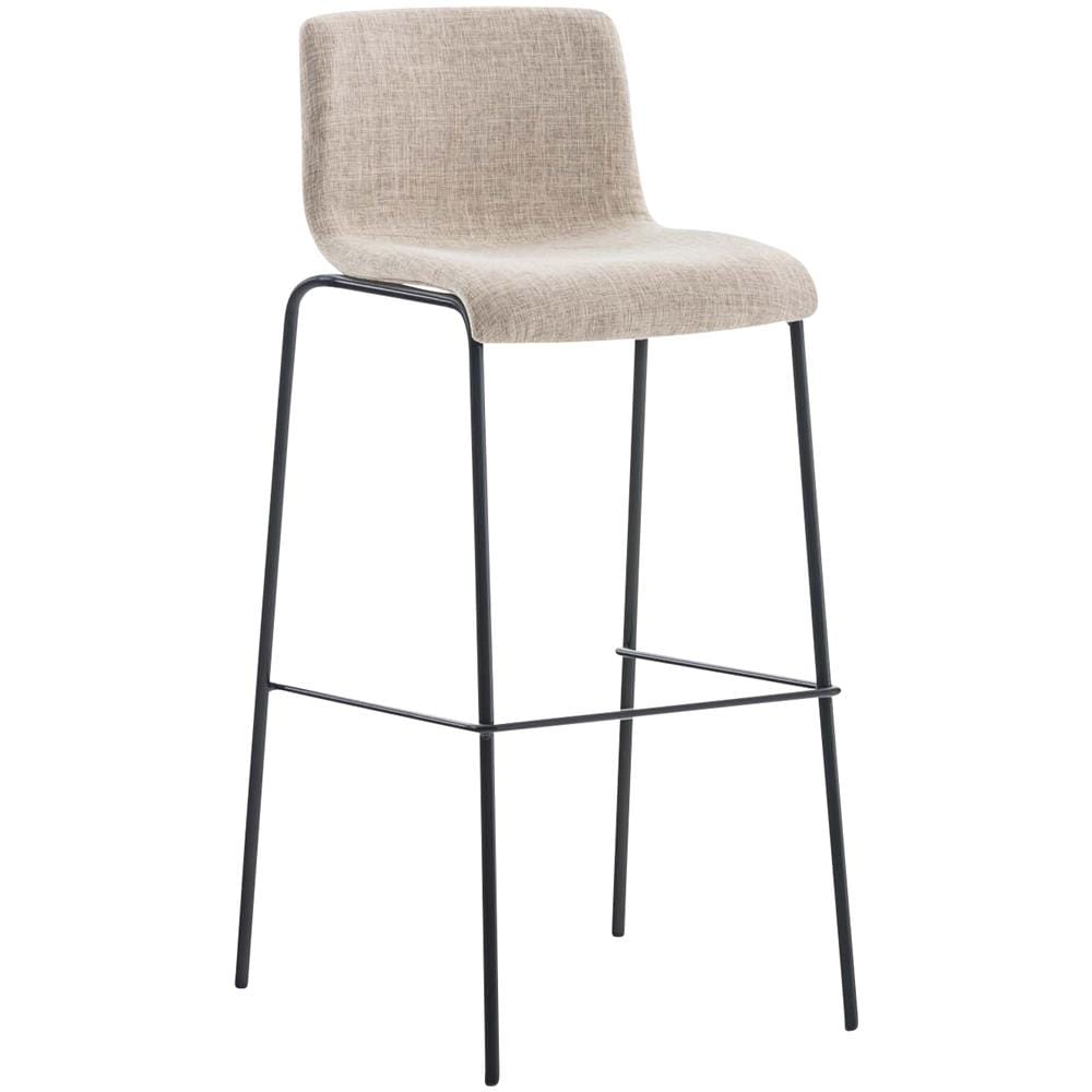 Sgabello Bar Hoover in Tessuto I Sgabello Alto Design 4 Gambe in Metallo I Sedia Sgabello Impilabile con Schienale I Sgabello Bancone H 76 CM Crema Base Nero - Foto 1