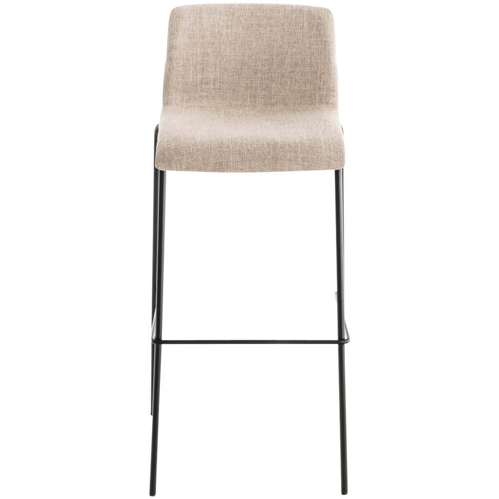 Sgabello Bar Hoover in Tessuto I Sgabello Alto Design 4 Gambe in Metallo I Sedia Sgabello Impilabile con Schienale I Sgabello Bancone H 76 CM Crema Base Nero - Foto 2