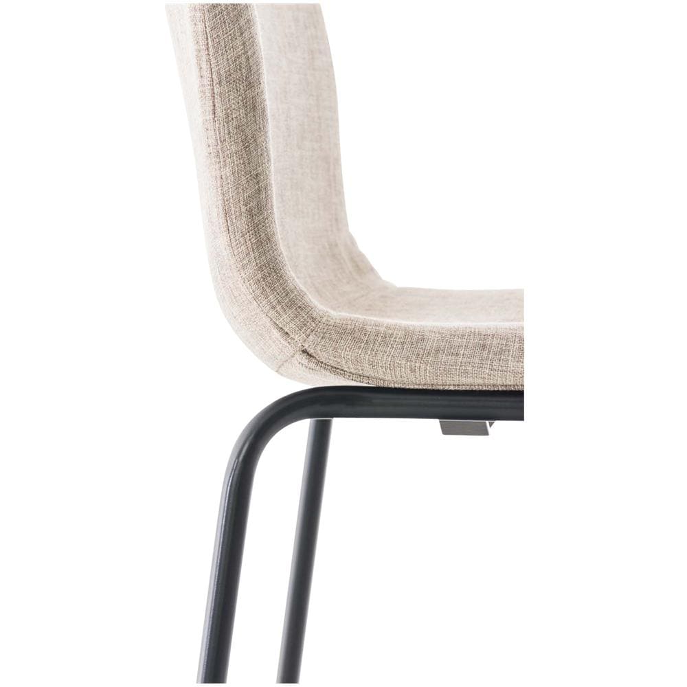 Sgabello Bar Hoover in Tessuto I Sgabello Alto Design 4 Gambe in Metallo I Sedia Sgabello Impilabile con Schienale I Sgabello Bancone H 76 CM Crema Base Nero - Foto 5