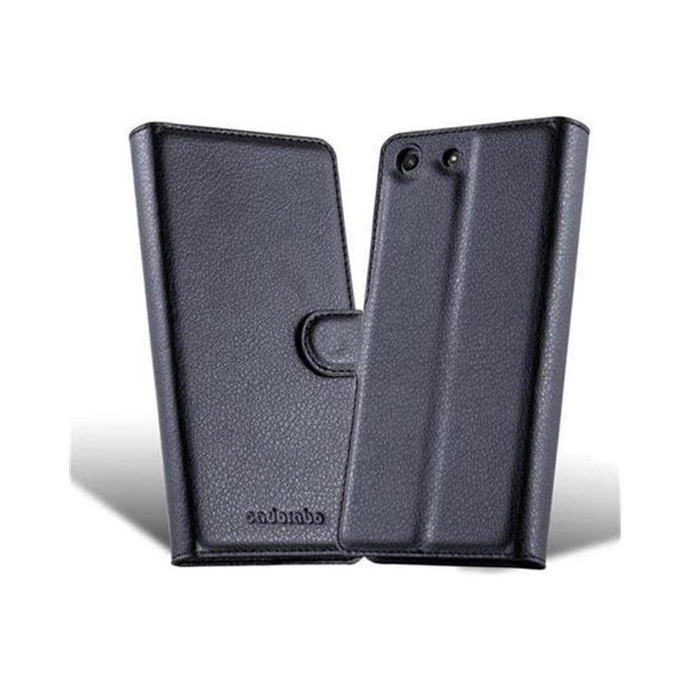 Custodia Compatibile Con Sony Xperia M5 In Nero Carbone - Coperchio Protettiva Con Chiusura Magnetica, Funzione Stand E Tasca Per Le Carte - Foto 2