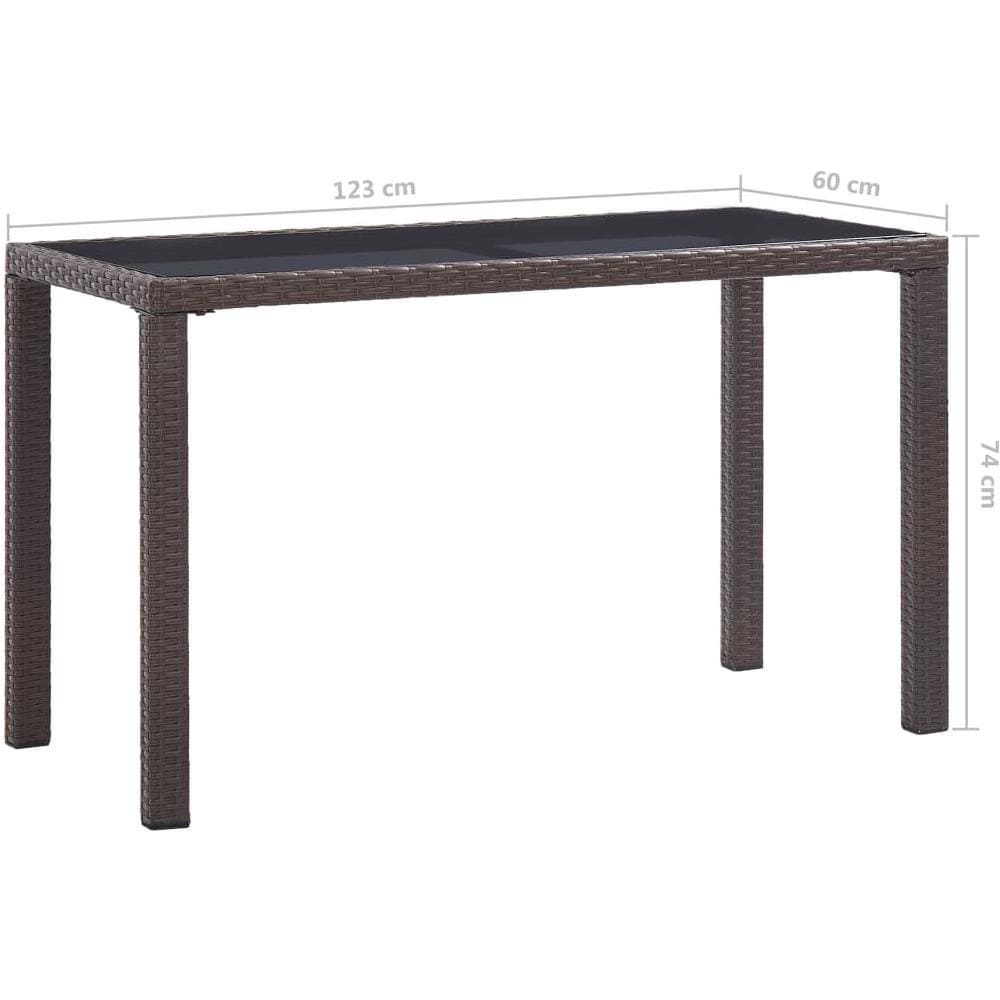 Tavolo Da Giardino Marrone 123x60x74 Cm In Polyrattan - Foto 5