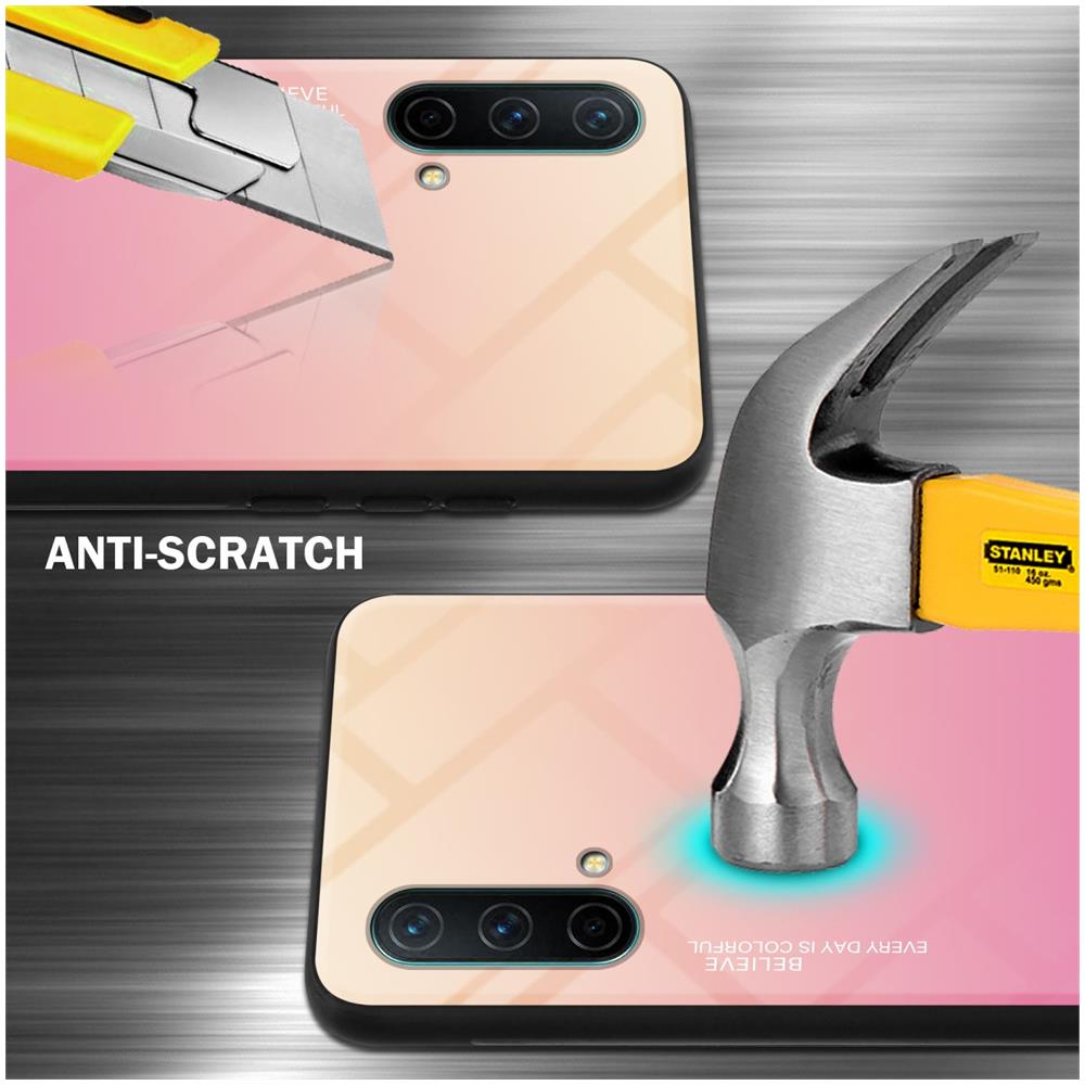 Custodia Compatibile Con Oneplus Nord Ce 5g In Giallo - Rosa - Coperchio Protettivo Bicolore In Vetro Temperato E Silicone Tpu - Foto 2