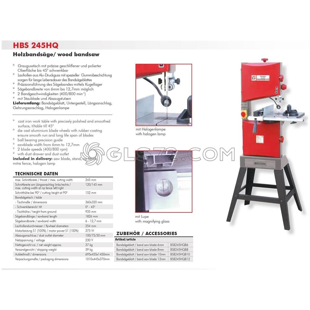 Sega A Nastro Taglio Legno 375w 152/245 Mm Holzmann Hbs245hq - Foto 2