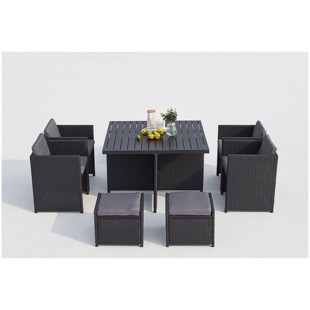 Salotto Da Giardino A Incasso 8 Posti Resina Intrecciata Nero/grigio Sunset - Foto 7