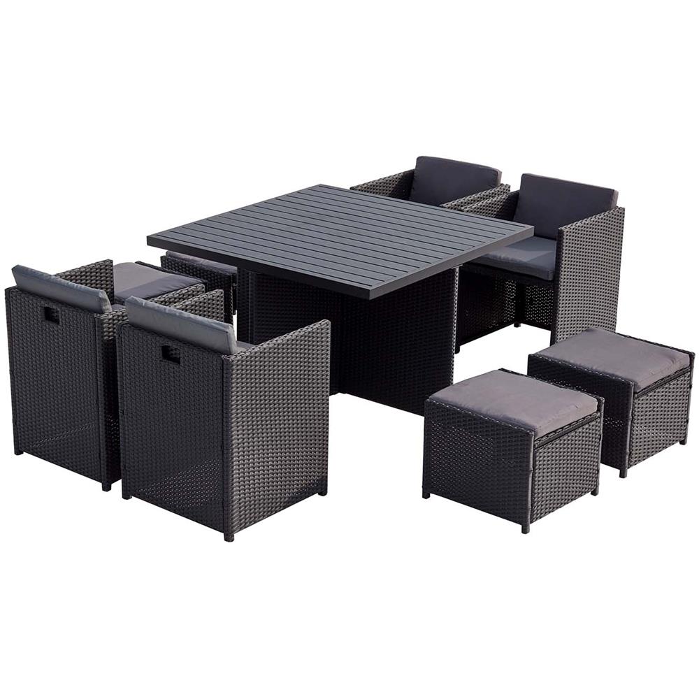 Salotto Da Giardino A Incasso 8 Posti Resina Intrecciata Nero/grigio Sunset - Foto 1