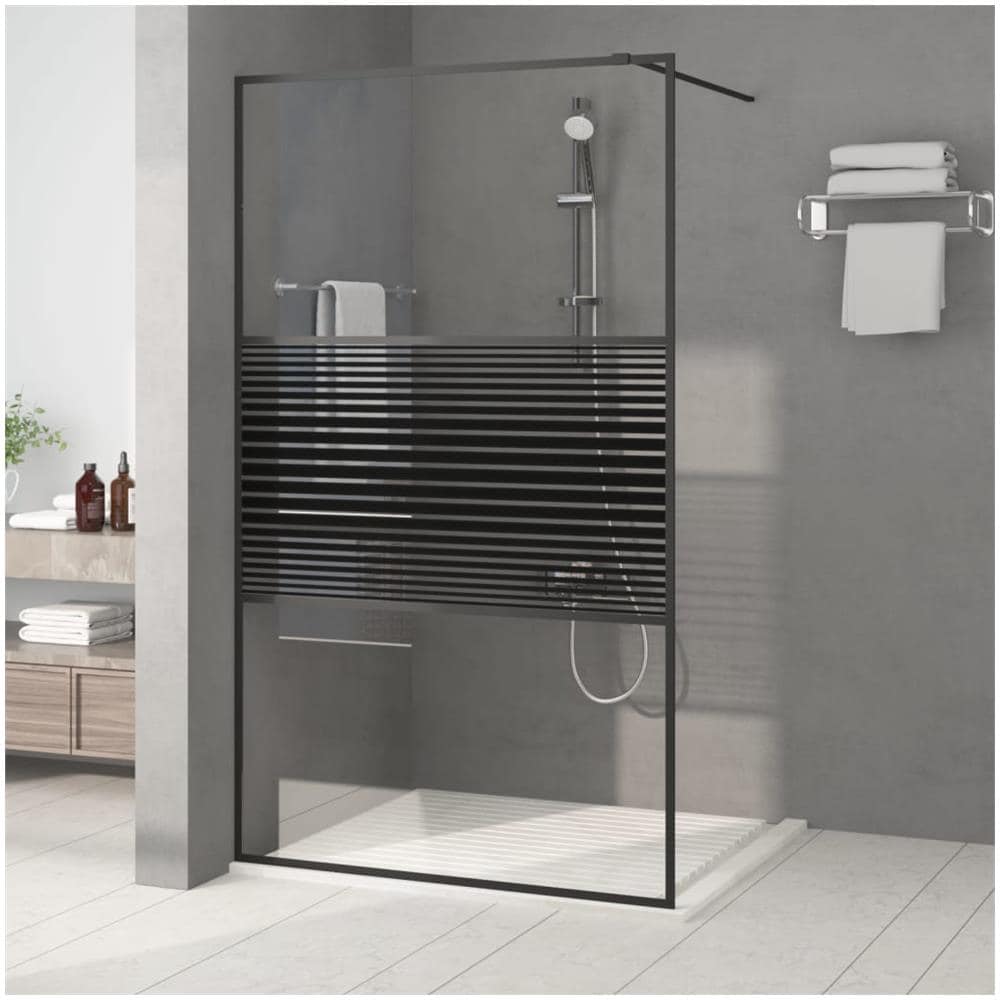 Parete Doccia Walk In Nero 115x195 Cm Vetro Trasparente Esg - Foto 1