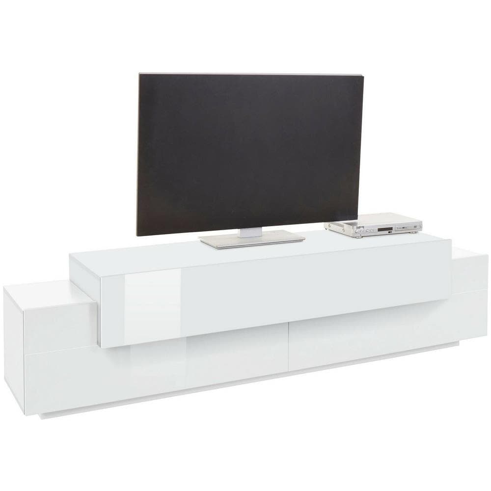 Mobile Porta Tv Teo, Credenza Bassa Da Soggiorno, Base Porta Tv, 100% Made In Italy, Cm 200x45h52, Bianco Lucido - Foto 2