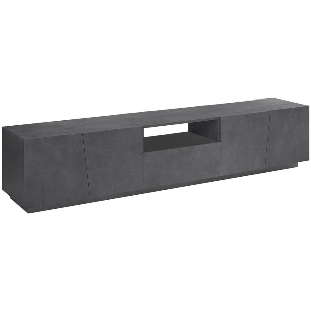 Mobile Porta Tv Paul, Credenza Bassa Da Soggiorno, Base Porta Tv, 100% Made In Italy, Cm 220x43h46, Ardesia - Foto 2