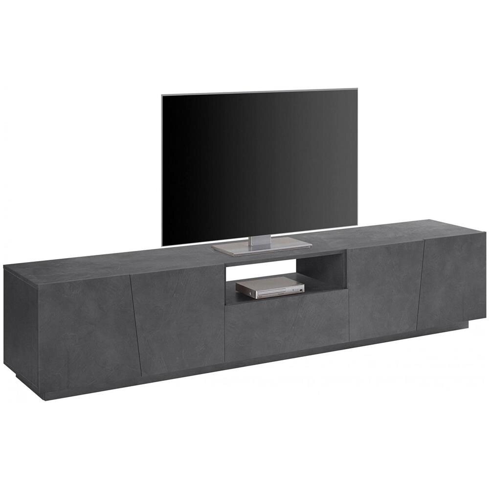 Mobile Porta Tv Paul, Credenza Bassa Da Soggiorno, Base Porta Tv, 100% Made In Italy, Cm 220x43h46, Ardesia - Foto 4