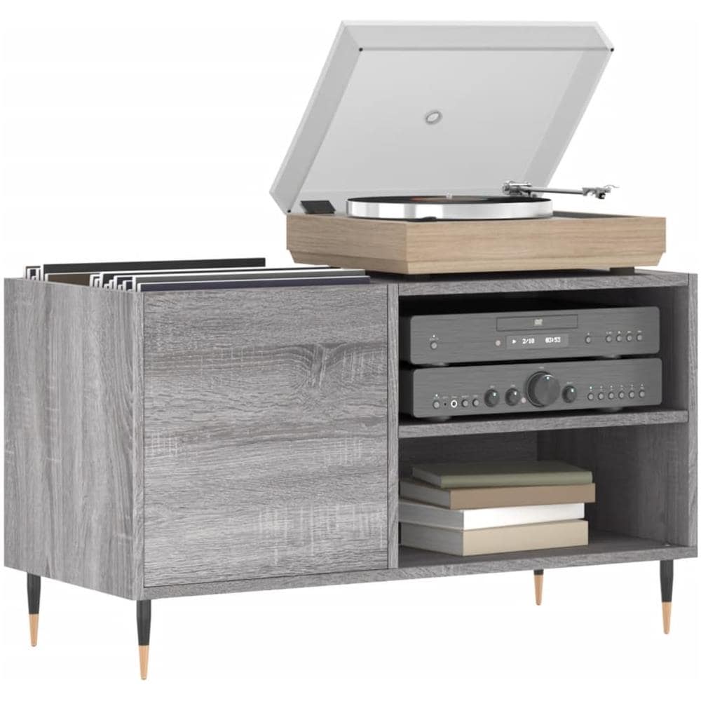 Mobile Porta Dischi Grigio Sonoma 85x38x48 Cm Legno Multistrato - Foto 2