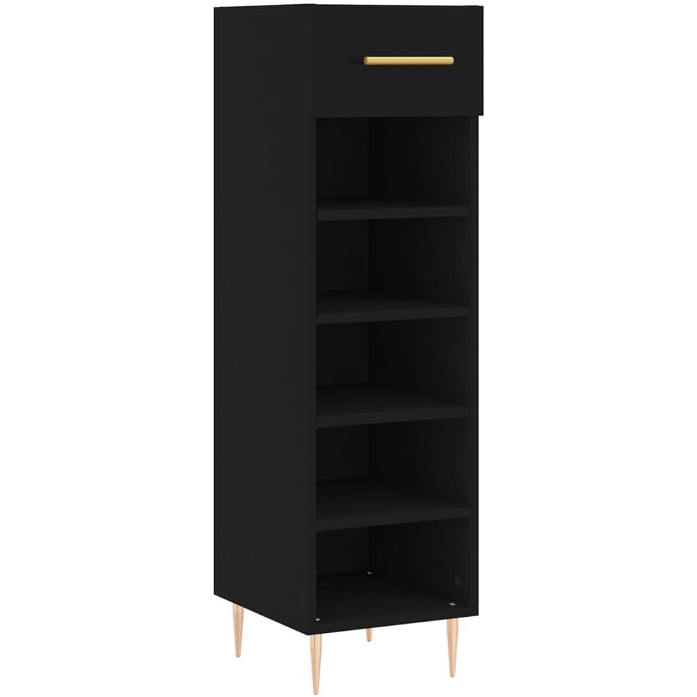 Scarpiera Nera 30x35x105 Cm In Legno Multistrato - Foto 2