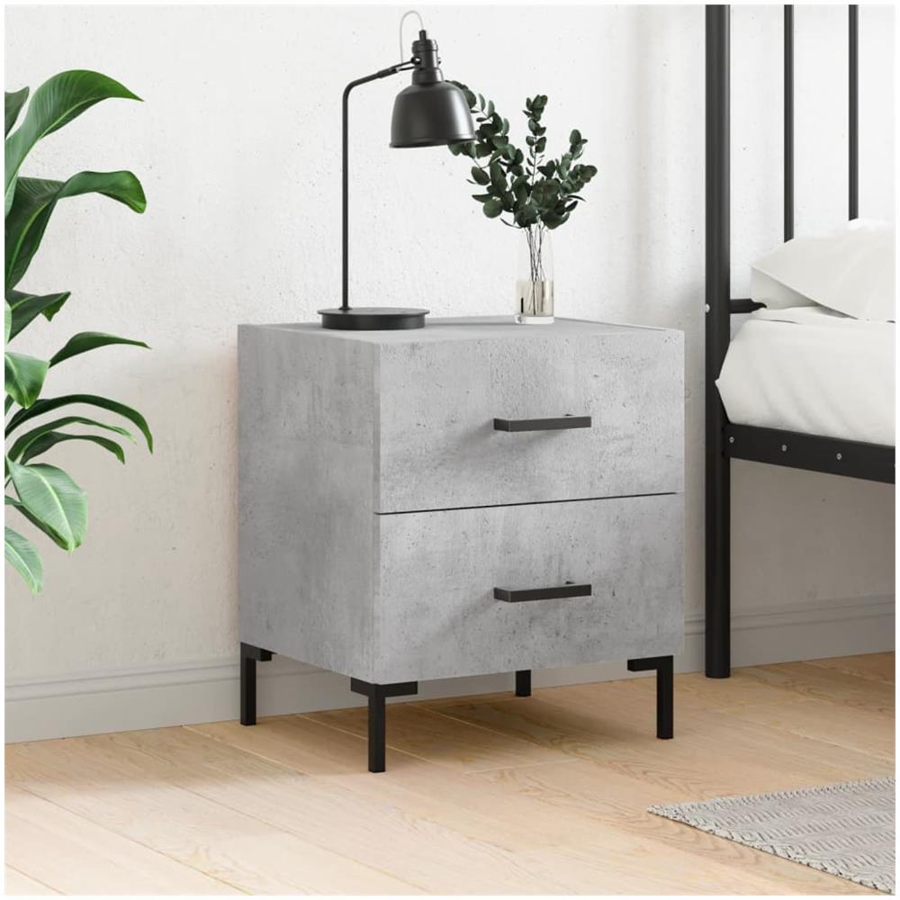 Comodino Grigio Cemento 40x35x47,5 Cm In Legno Multistrato - Foto 1