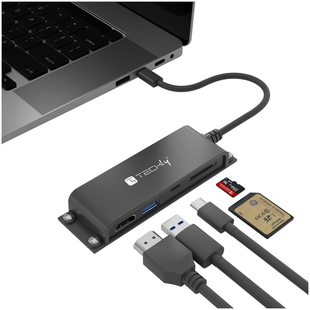 Docking Station 5 In 1 Usb-c Hub Hdmi Con Lettore Micro Sd /sd - Foto 2