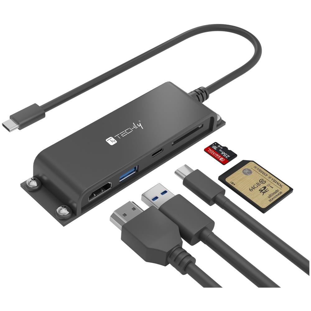 Docking Station 5 In 1 Usb-c Hub Hdmi Con Lettore Micro Sd /sd - Foto 1