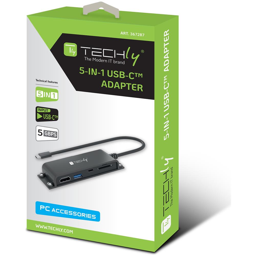 Docking Station 5 In 1 Usb-c Hub Hdmi Con Lettore Micro Sd /sd - Foto 3