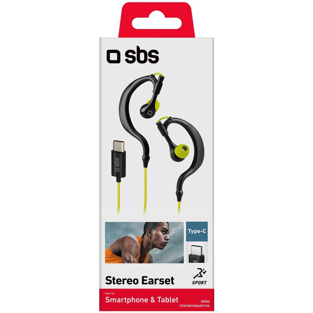 TESPORTINEARTYCK cuffia e auricolare Cablato A clip, In-ear Sport USB tipo-C Nero, Lime - Foto 4
