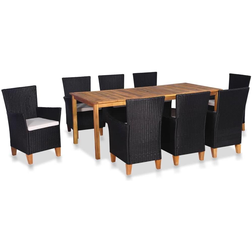 Set Da Pranzo Esterni 9 Pz In Rattan E Legno Massello D'acacia - Foto 1