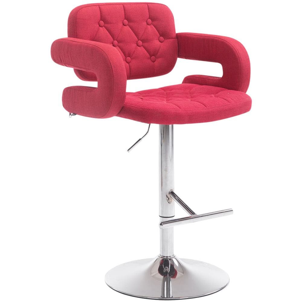Sgabello Design Dublin In Tessuto - Sgabello Bar Girevole E Regolabile In Altezza 65-85 CM - Sgabello Alto Con Schienale E Braccioli Rosso - Foto 1