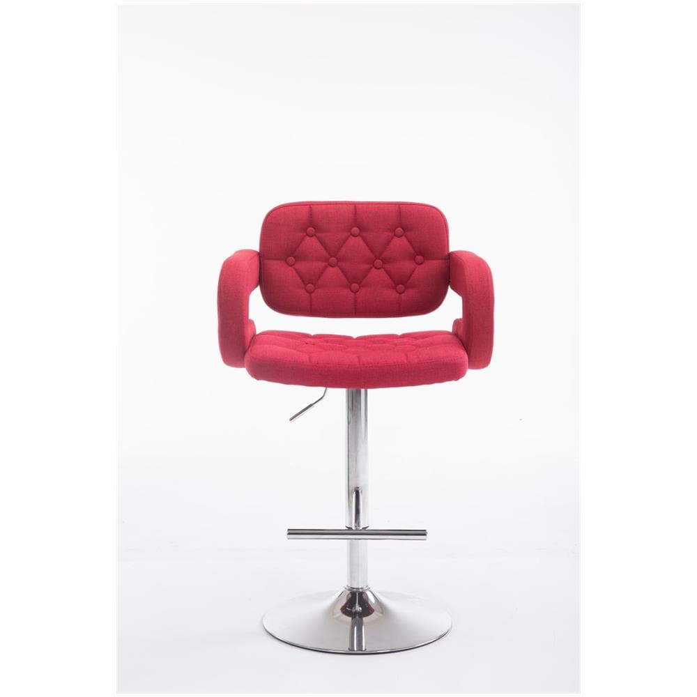 Sgabello Design Dublin In Tessuto - Sgabello Bar Girevole E Regolabile In Altezza 65-85 CM - Sgabello Alto Con Schienale E Braccioli Rosso - Foto 2