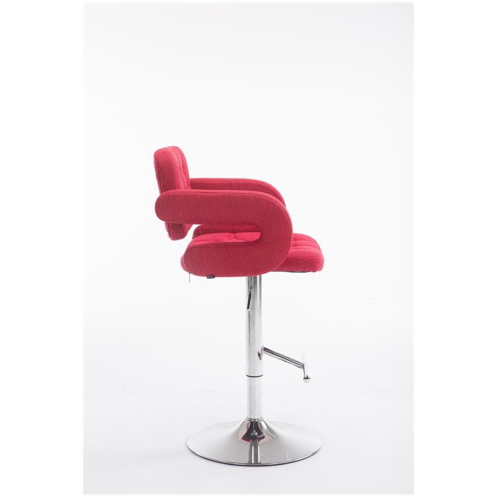 Sgabello Design Dublin In Tessuto - Sgabello Bar Girevole E Regolabile In Altezza 65-85 CM - Sgabello Alto Con Schienale E Braccioli Rosso - Foto 3