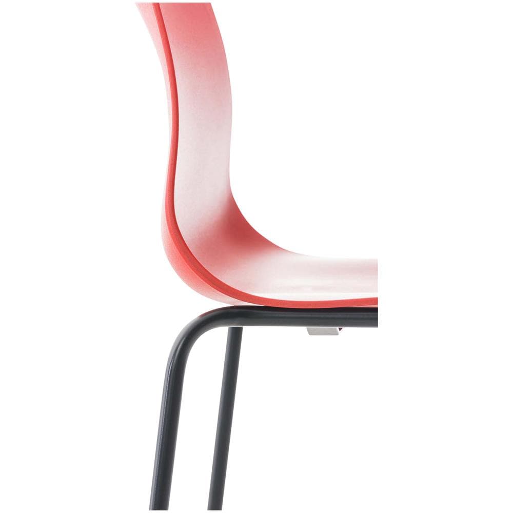 Sgabello Bar Hoover in Polipropilene I Sgabello Alto Design 4 Gambe in Metallo | Sedia Sgabello Impilabile con Schienale I Sgabello Bancone H 76 CM Rosso Base Nero - Foto 5