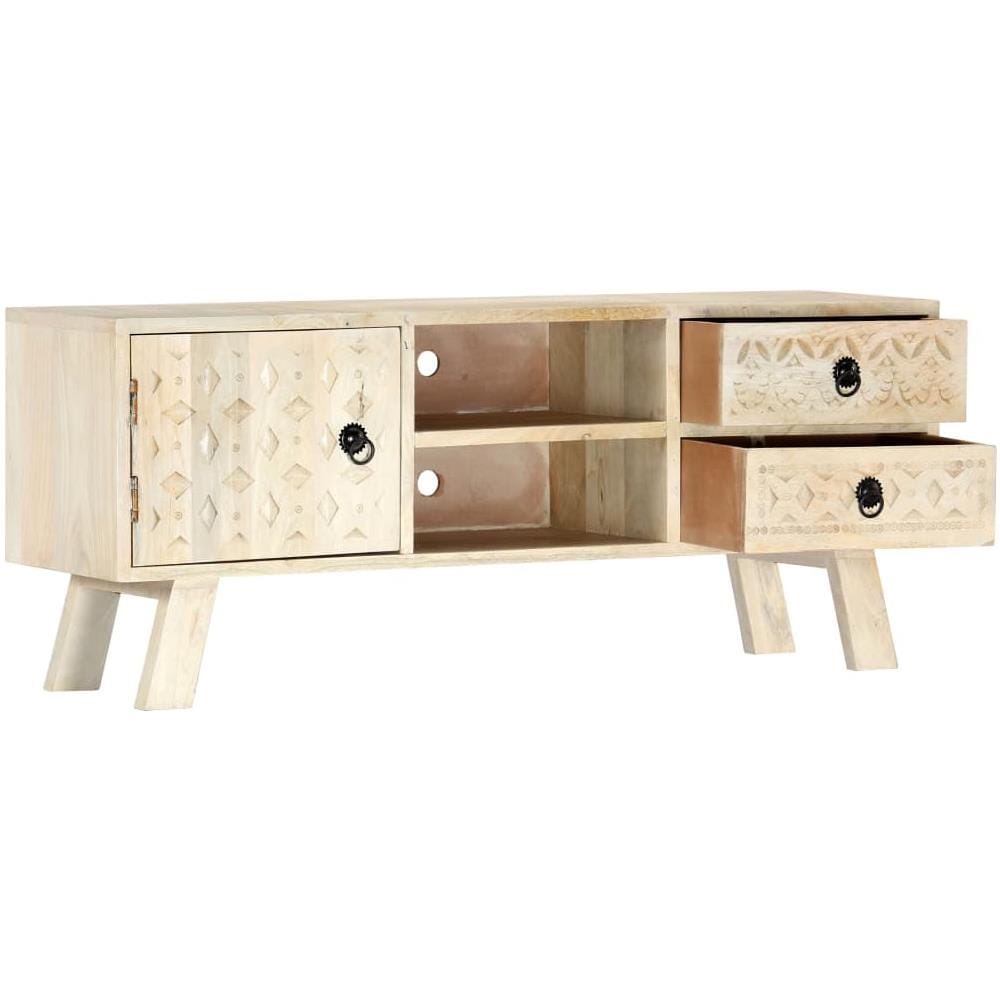 Mobile Porta Tv 110x30x44 Cm In Legno Massello Di Mango - Foto 2