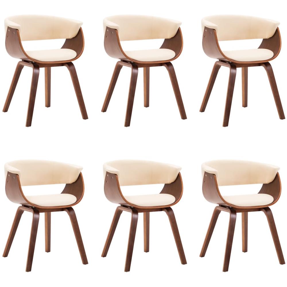 Sedie Da Pranzo 6 Pz Crema In Legno Piegato E Similpelle - Foto 2