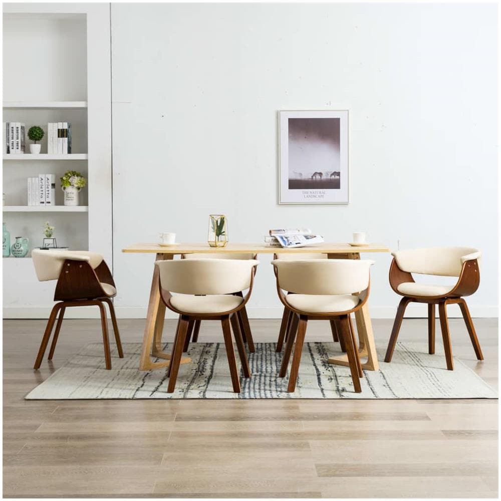 Sedie Da Pranzo 6 Pz Crema In Legno Piegato E Similpelle - Foto 1